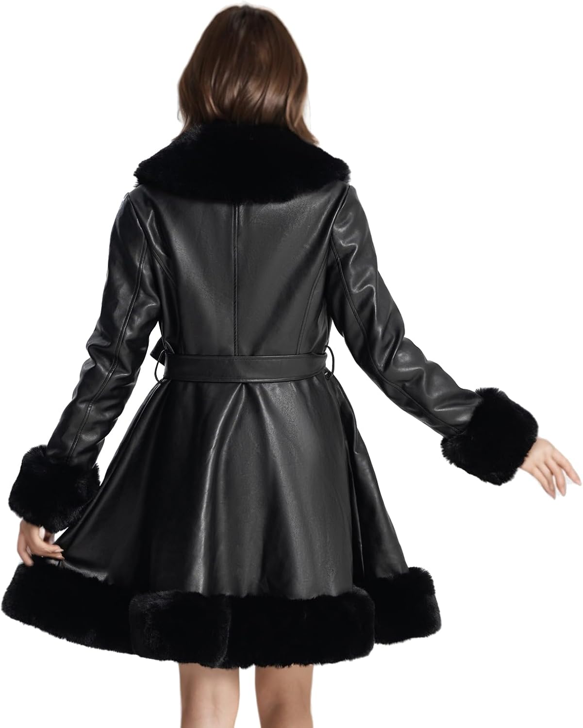 MUKEMUHE Winter Faux Fur Coats for Women,Faux Fur Leather Jacket Women - Image 4