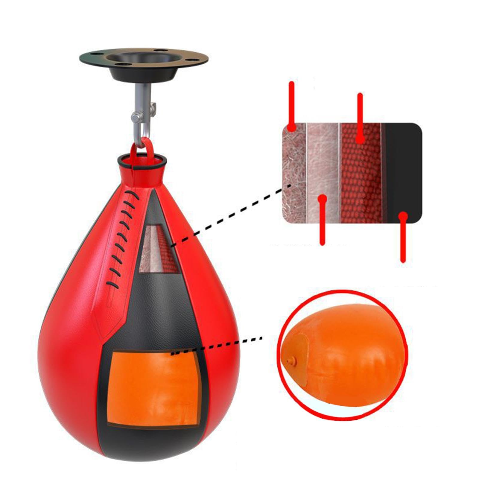 Speedballs Hängend, Punchingball aus Leder mit Drehgelenk zum Aufhängen, Punchingball Boxing Speed Bag, Box-Speedballs, Geschwindigkeit Ball Boxen Training Trainingsgeräte Gym Fitness