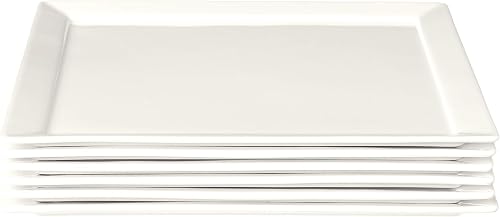 Fortessa Fortaluxe SuperWhite Vitrified China Dinnerware, Tavola 12-Inch Square Flat Bottom Plates, Set of 4