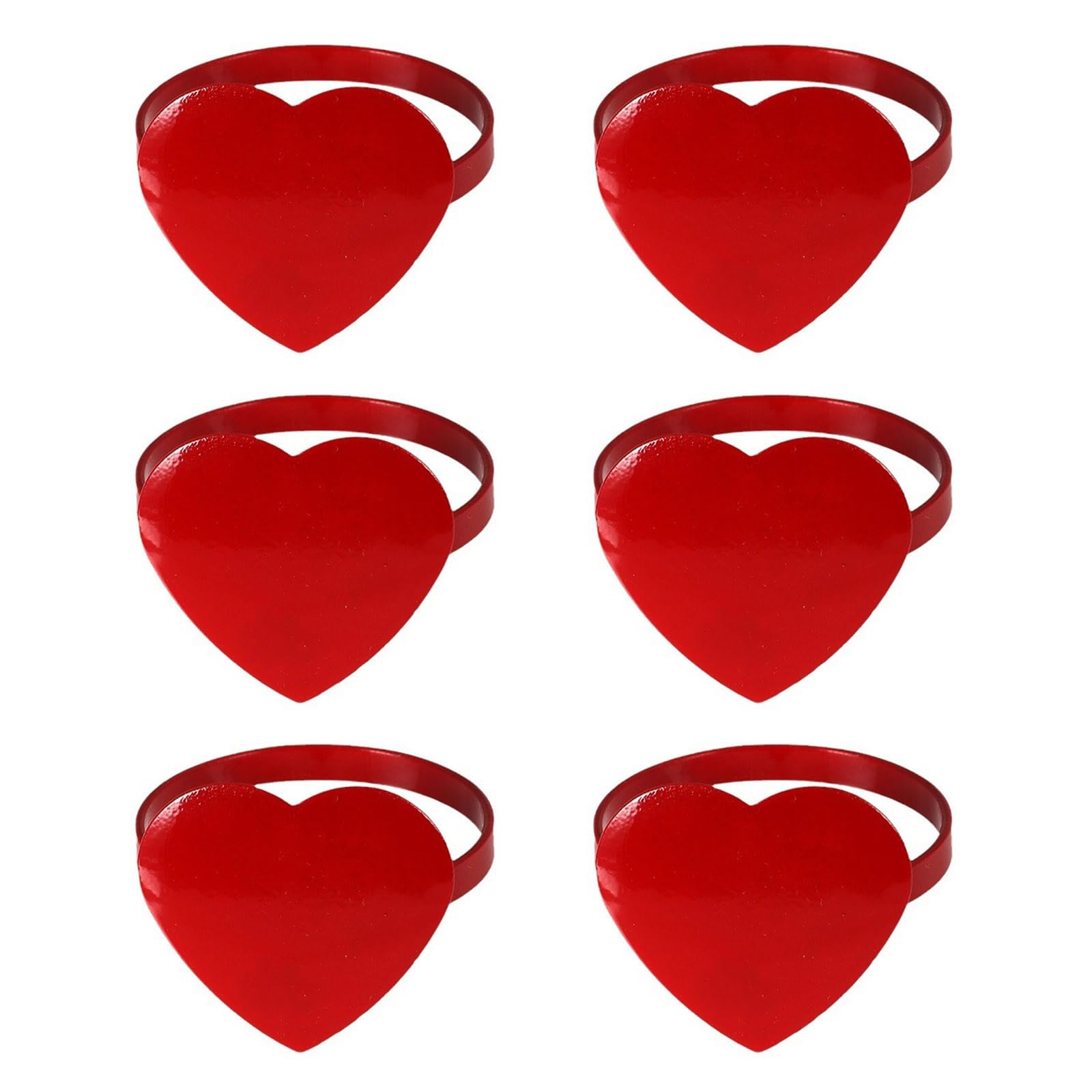 Of 6 Sturdy Heart Napkin Rings for Romance Dinners on Valentines Day Weddings and Other Celebration Valentines Day Napkin Rings