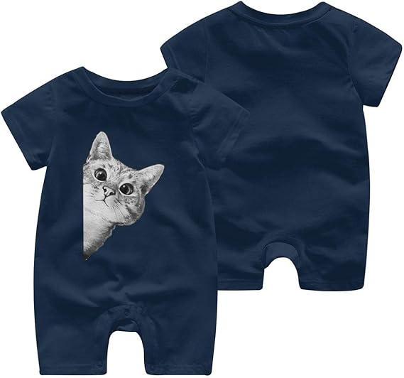 Amazon Co Jp 可愛い ネコ柄 スポーツシャツ 猫 夏 ベビー服 赤ちゃん 子供服 新生児 半袖ロンパース 肌着 女の子 男の子 可愛い 薄い 綿100 撮影 満月 出産 0 2t 19新品 ファッション
