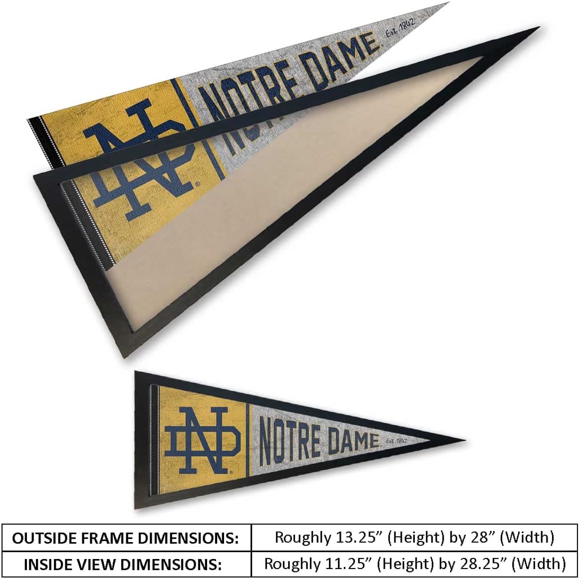 College Flags & Banners Co. Irish Throwback Retro Vintage and Wood Pennant Frame