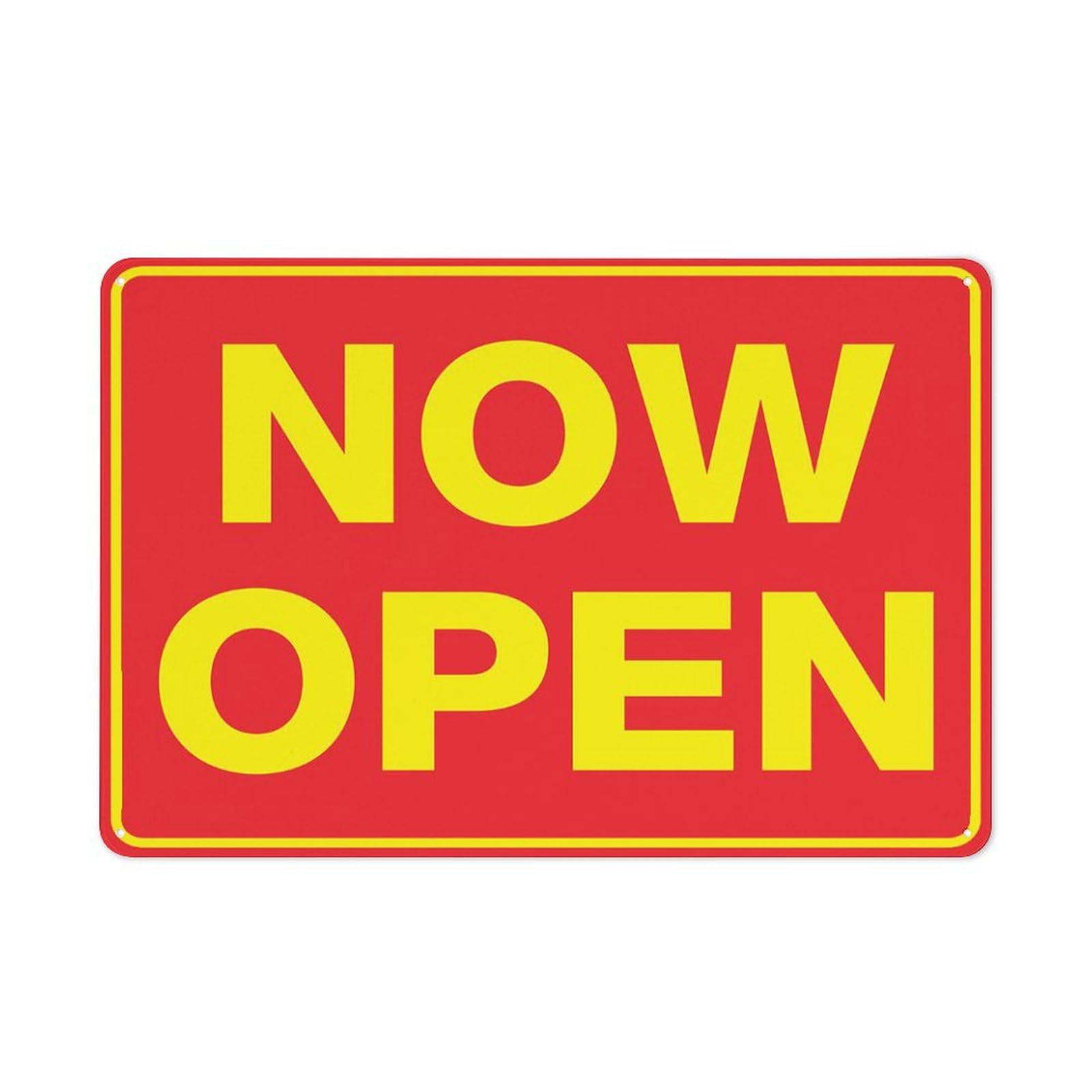 Now Open Sign, 8x12 Inch Rustproof Aluminum Metal Sign, Multicolor