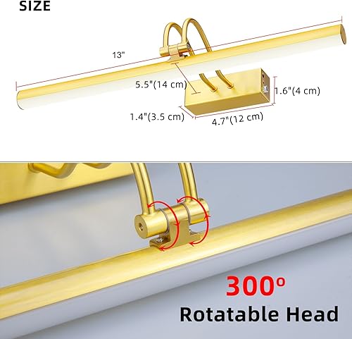 Miniatura 8 de Luz de imagen, 13 pulgadas, funciona con pilas, para pinturas, exhibición remota de metal, luz artística con temporizador y regulable para pintura