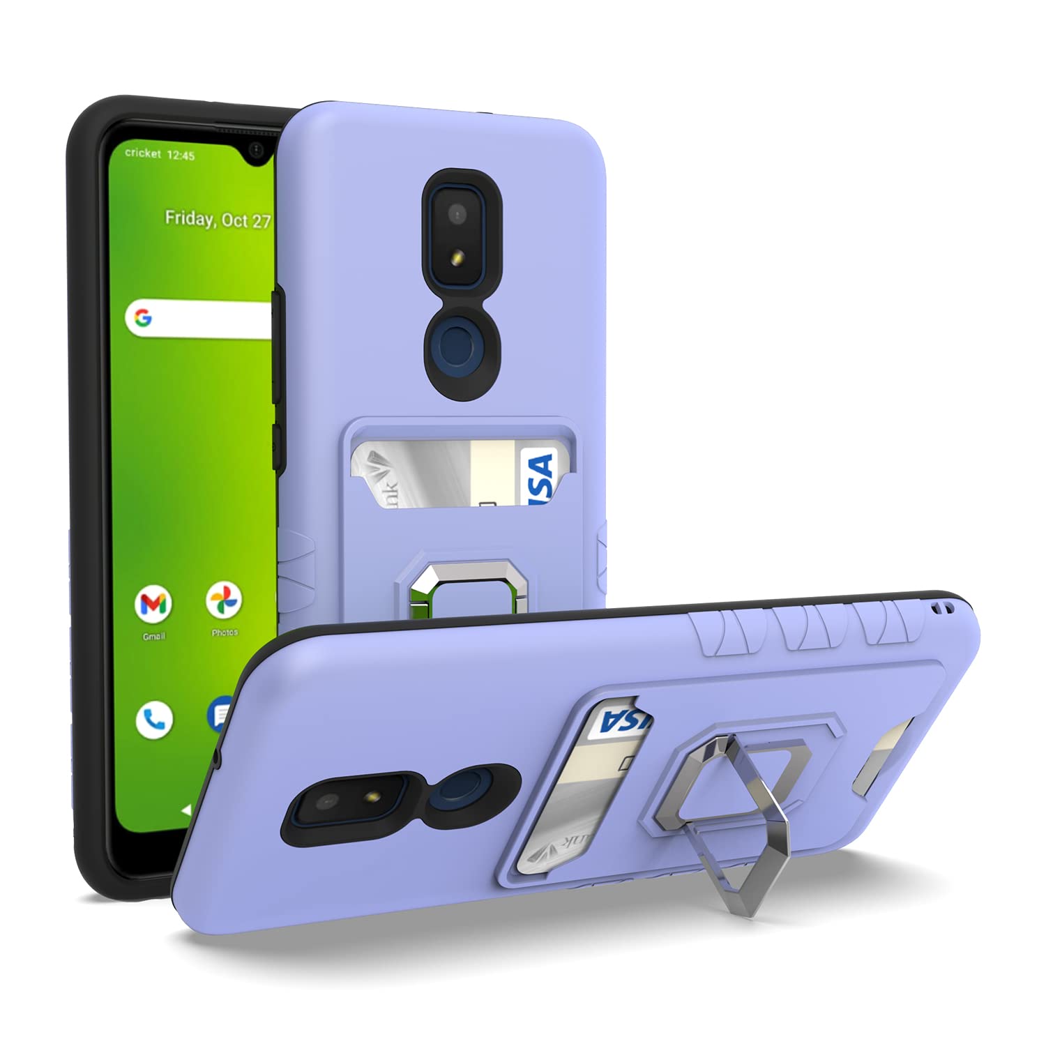 RTlink Cricket Icon 3 / AT&T Motivate 2 / Cricket Splendor 4G LTE Phone Wallet Case Cover with 1 PCS Card Slot Holder Rugged Magnetic Kickstand Phone Case Cover for Cricket Icon 3-Purple