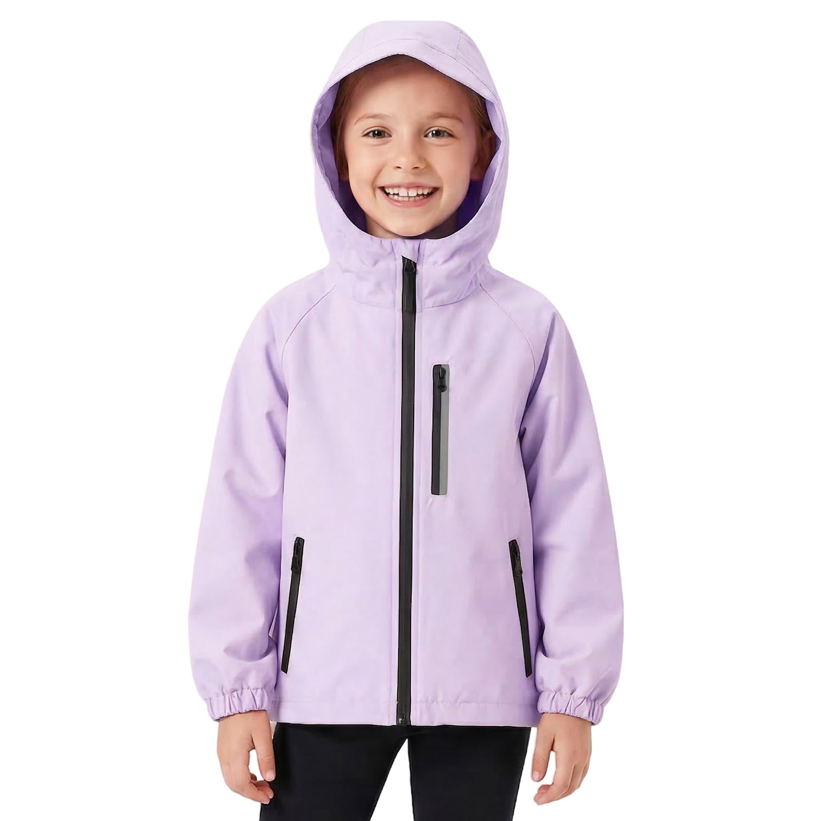Chaqueta Impermeable para Infantil Reflectante Chubasquero Niñas Impermeable Abrigo con Capucha Niños Ligera Cortavientos Chaquetas de Lluvia Acampada Ropa de Agua para Adolescentes 5-14 años