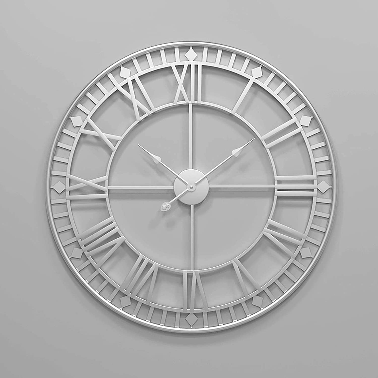 XJBTBA Orologio da Parete da Giardino Esterno, Orologio da Giardino Rotondo Grande in Metallo da 80 cm Numeri Romani Orologio da Esterno Impermeabile retrò con Faccia Aperta Gigante Decorazione da