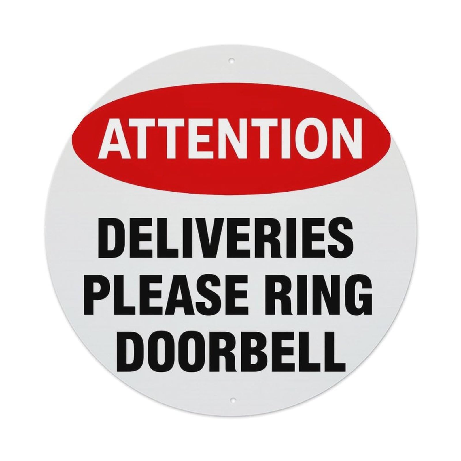 Attention Deliveries Please Ring Doorbell Round Metal Tin Sign Vintage Wall Decor, Bar Garage Cafe Kitchen Home Wall Art Poster 8x8inches