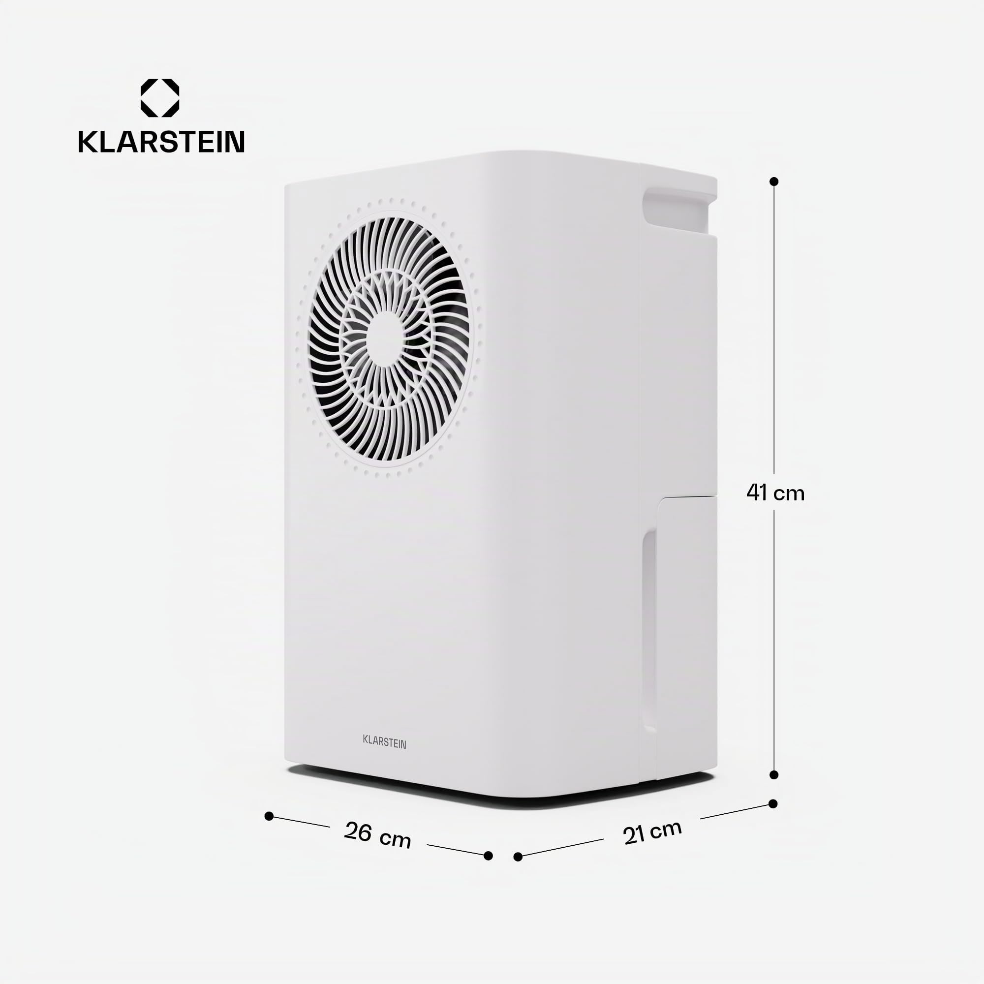 Klarstein CircleDry 16L Deshumidificador Inteligente, Wifi, Silencioso 38dB, Temporizador 24h, Drenaje Continuo, Control de Humedad, Portátil para Hogar, Oficina, Habitaciones hasta 32m²