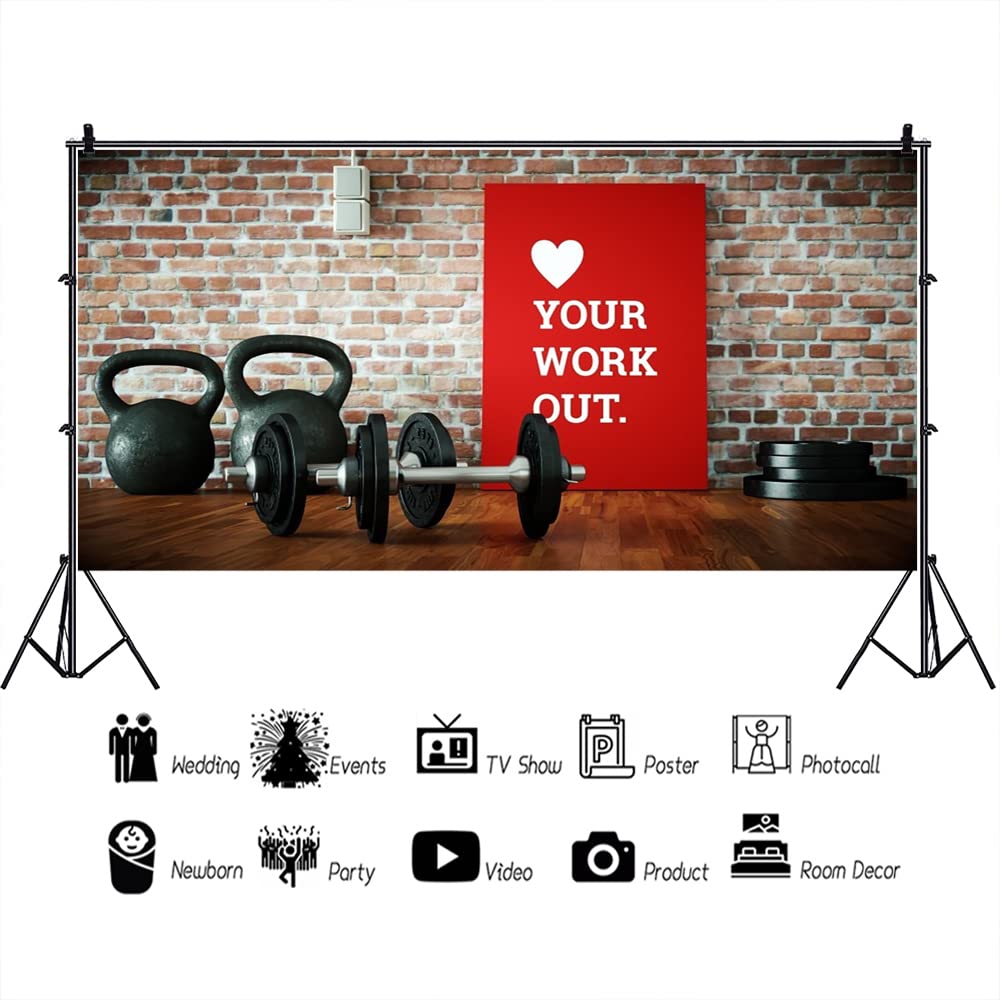 Sports Studio Background AOFOTO 10x10ft Gym Fitness Backdrop - Dumbbell ...