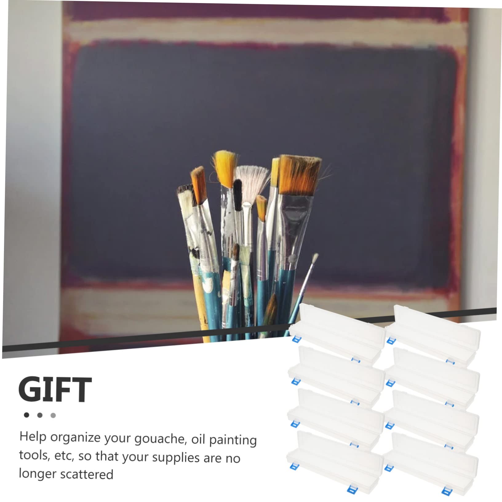 VILLCASE Wasserpinsel Etui Kunststoff 8 Stück Transparent Multifunktionale Aufbewahrungsbox für Aquarellstifte Pinsel und Zeichenstifte Geeignet für Schüler und Lehrer zur Organisierten