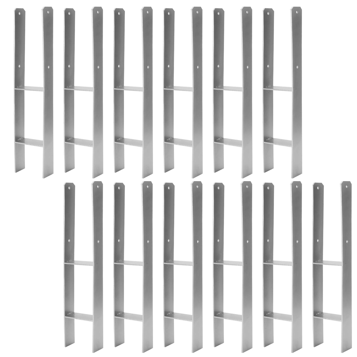 Gimisgu Anclajes para postes en H, 12 unidades, anclajes en H, para postes en H, para valla e invernadero, postes de madera cuadrados (141 x 600 mm)