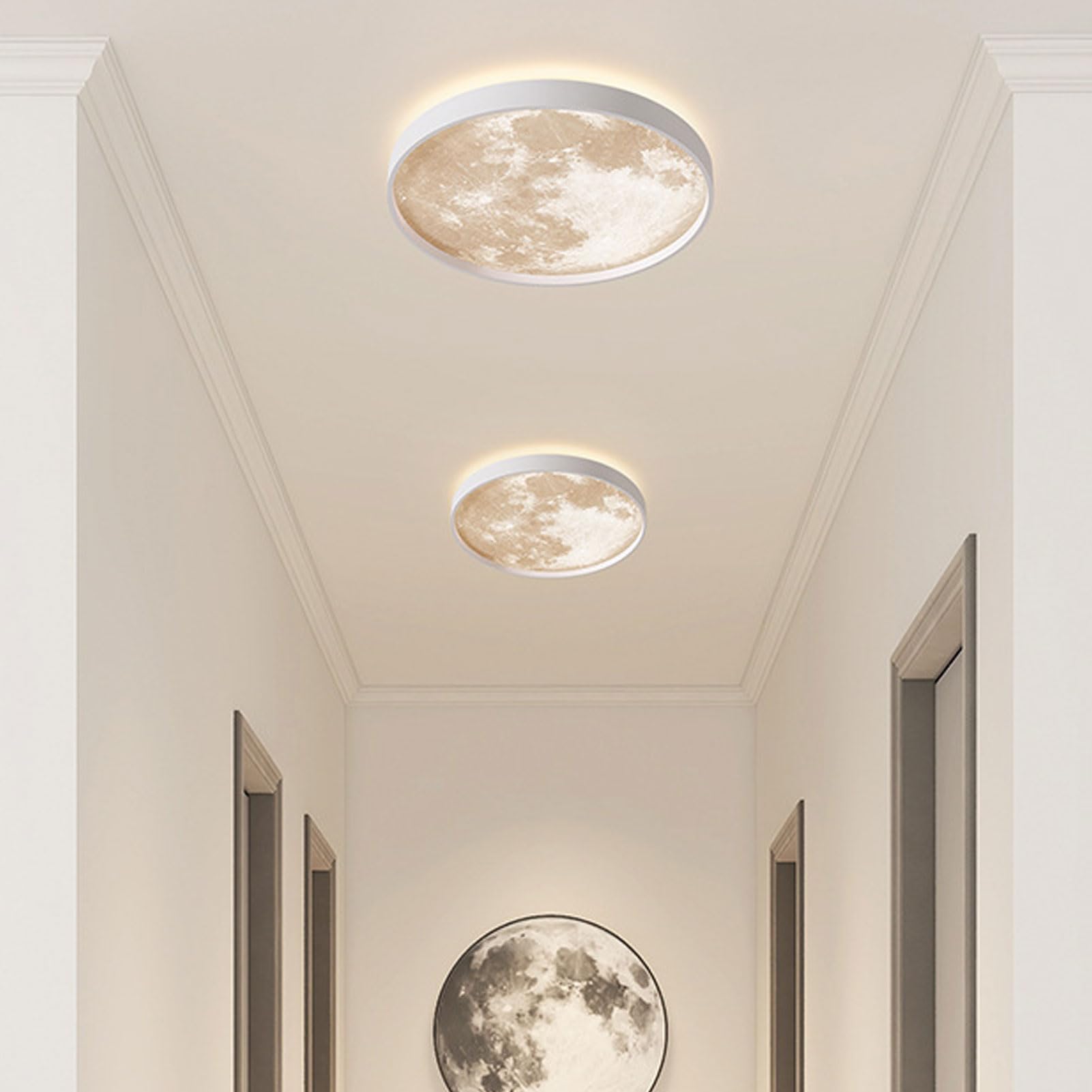 aqxreight Luce del Soffitto a LED F Monte con Controllo Telecomandata Controllo STEPL Dimmeble Moon Affermazione Luce per le Camere da Letto Sogni 18.9 In Luna Bianca Monta Che Serve