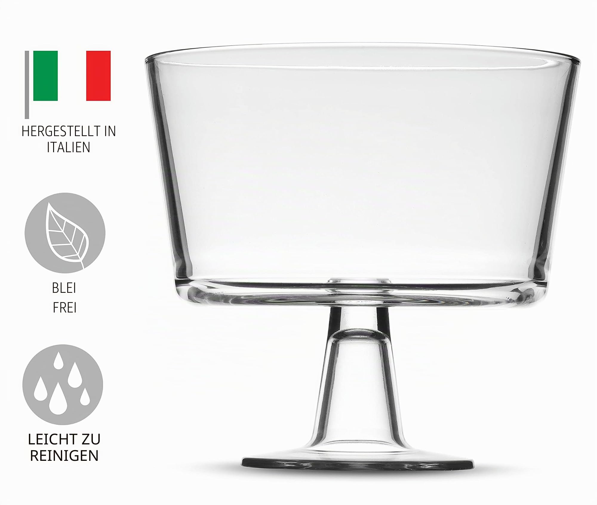 Godinger Trifle Bowl, Italian Made Crystal Glass Footed Trifle Bowls, Fruit Bowl, Dessert Display Cake Stand