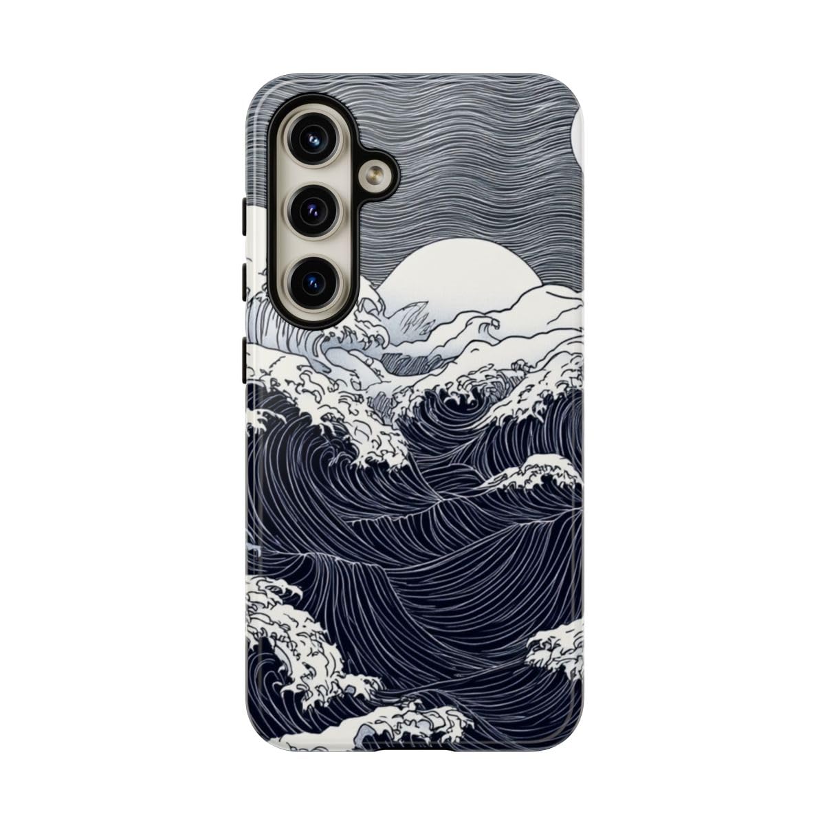 Coque Galaxy S24 Monochrome Ocean Waves rigide premium effet miroir - 5