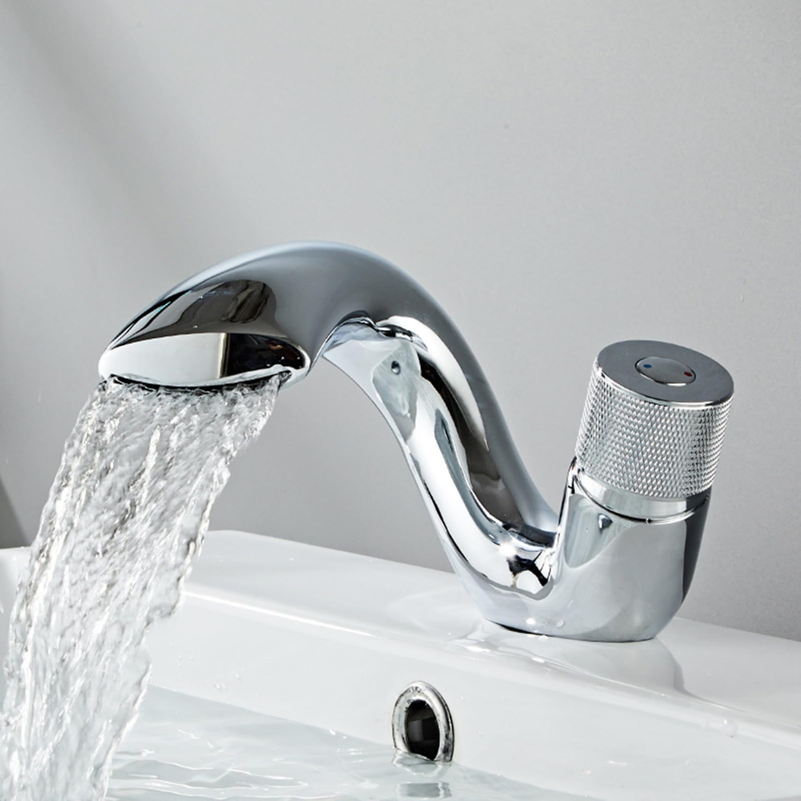 ANVLOJRIH Bathroom Sink Taps Basin Mixer Tap Waterfall Bathroom Waterfall Basin Sink Mixer Tap with Hoses for Bathroom Chrome