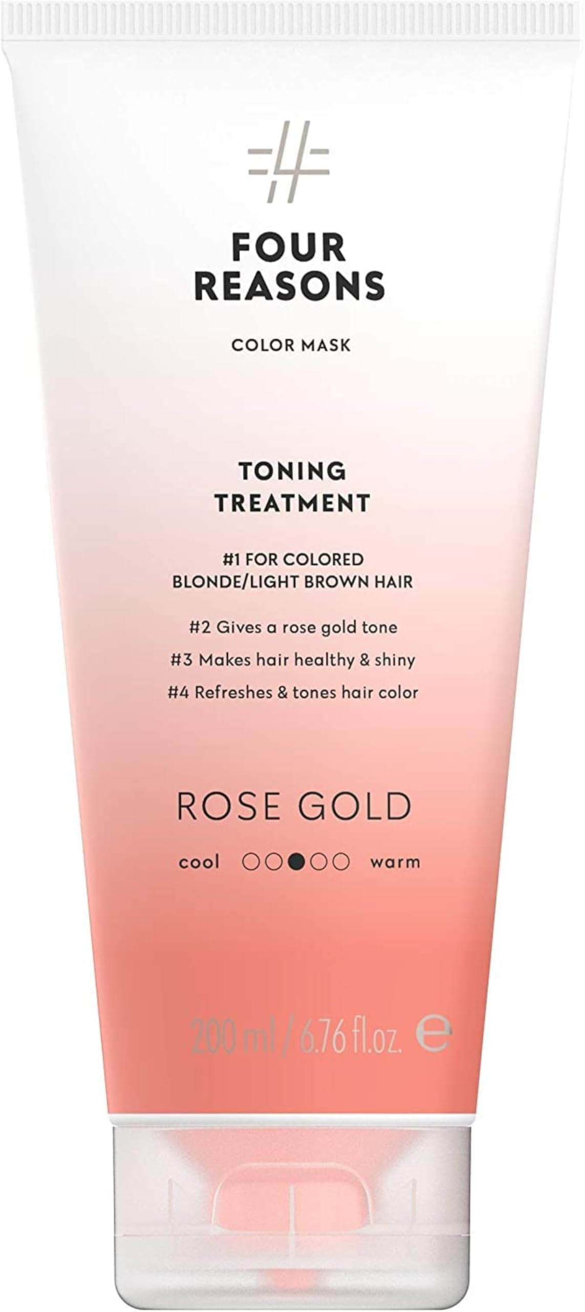 FOUR REASONS Color Mask - Rose Gold - (19 Colors) Toning Treatment, Color Depositing Conditioner, Tone & Enhance Color-Treated Hair - Semi Permanent Hair Dye, Vegan and Cruelty-Free, 6.76 fl oz