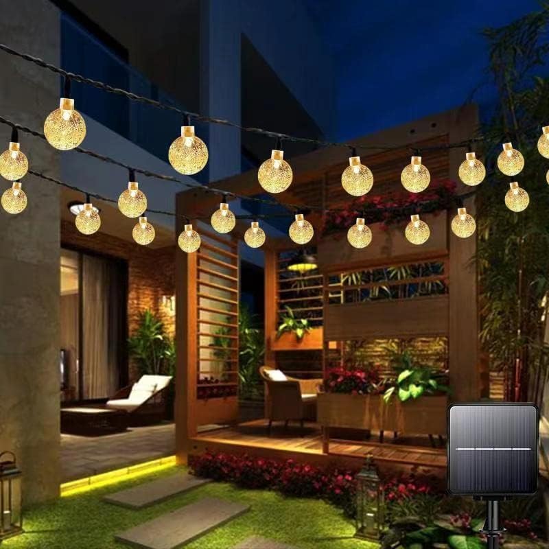 Solar Garden Lights Outdoor Waterproof, 100LED 12M/39Ft Solar Fairy Lights, Crystal Ball Lights with 8 Modes, Decorative Lighting for Home, Yard,Patio, Party, Christmas (Warm White)