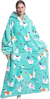 Extra Long Oversized Blanket Hoodie, Adult Women Snuggle Fleece Wearable Blanket, Winter Warm Cozy Fluffy Giant Hooded Sweatshirt with Pocket, for Women and Men (Alpaca)