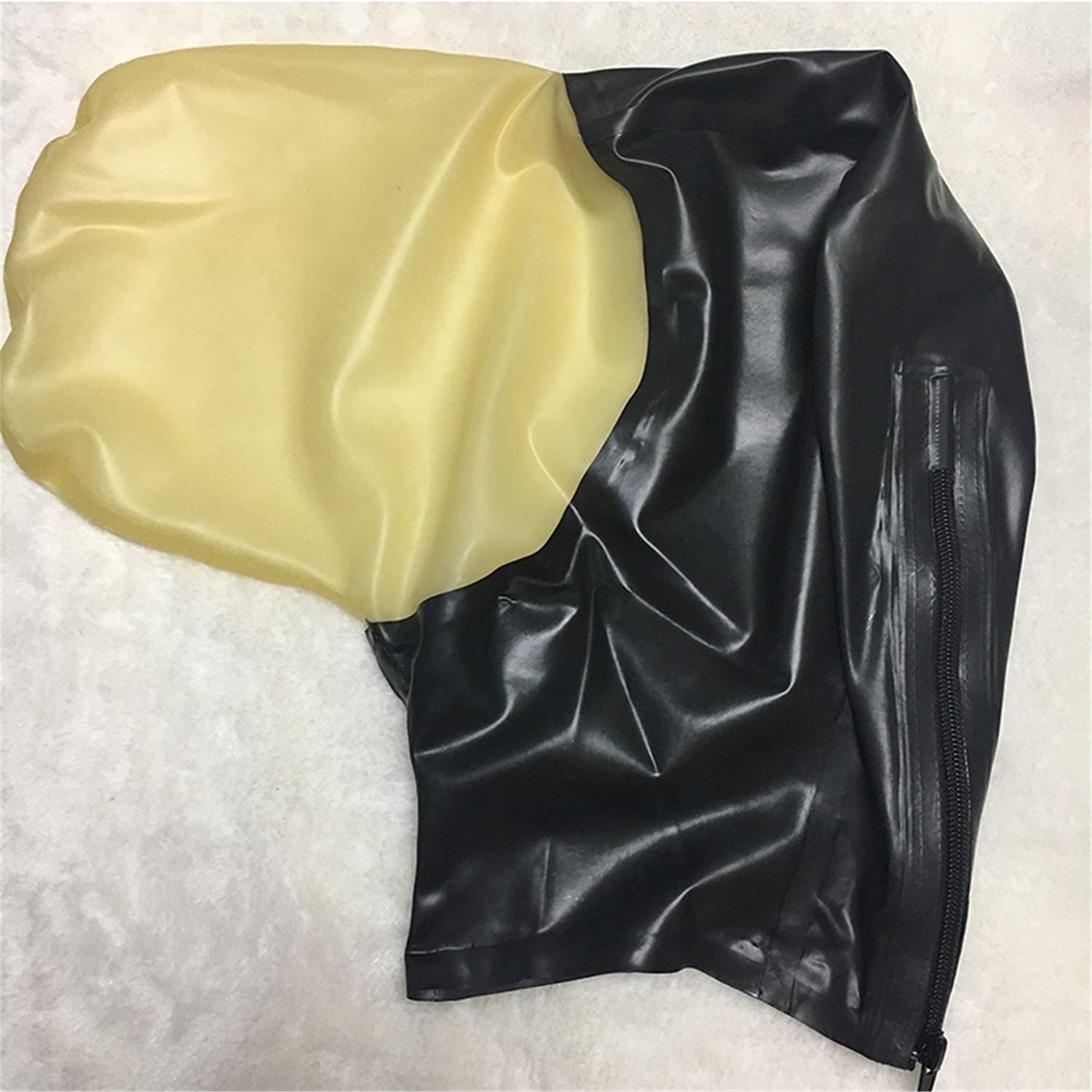 Latex Hood with Sealed Breathing Bag Back Zipper without Any Holes for Experience Suffocation Rubber Mask Club Party Wear