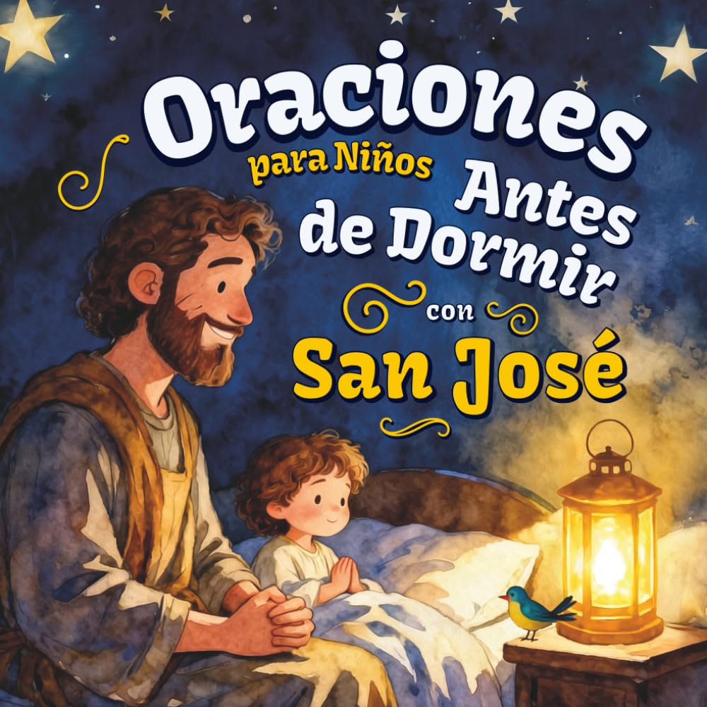 Oraciones para Niños Antes de Dormir con San José: Un libro cristiano infantil con una breve biografía del santo, una oración nocturna y sencillas preguntas de gratitud para los más pequeños