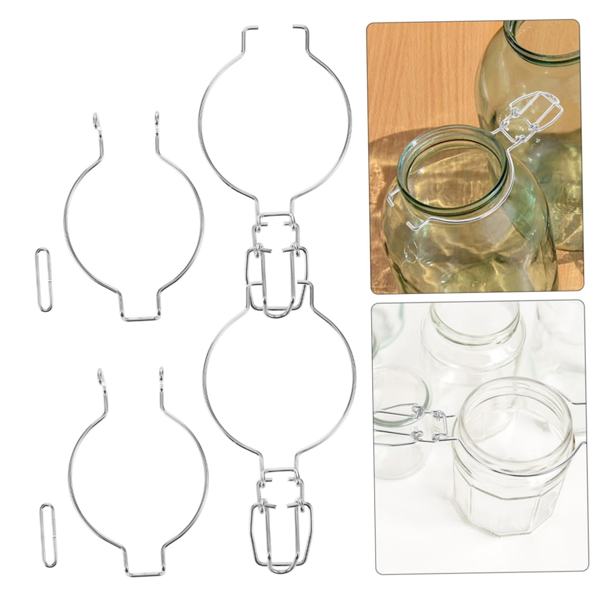 Abrazaderas de Alambre para Tarros de Vidrio de Acero Inoxidable 12piezas | Plata, Diseño de Resorte Único, para Tapa de Tarro y Cierre Hermético sin Fugas