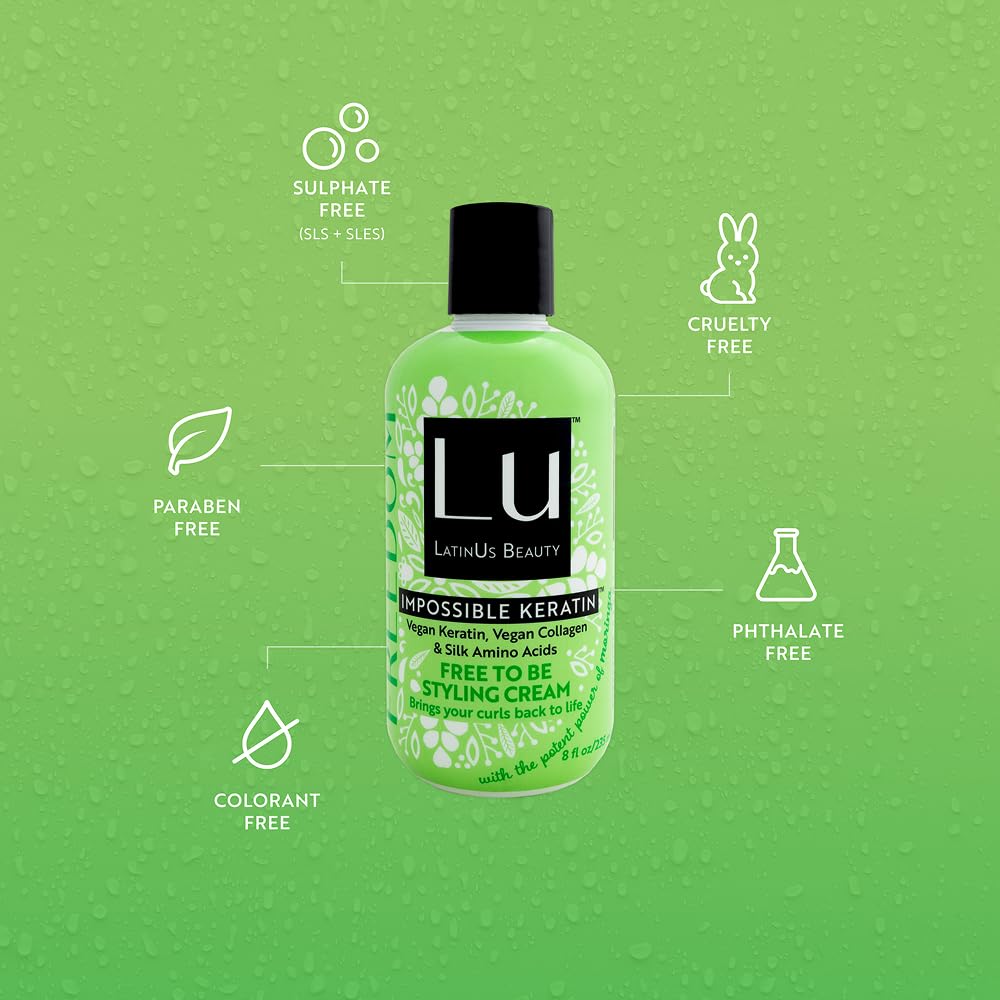Lu by LatinUs Beauty Freedom Free to Be Styling Cream Defined Curls & Waves | Volumizing Formula for Flat Hair Medium Hold Frizz Control (8 oz)