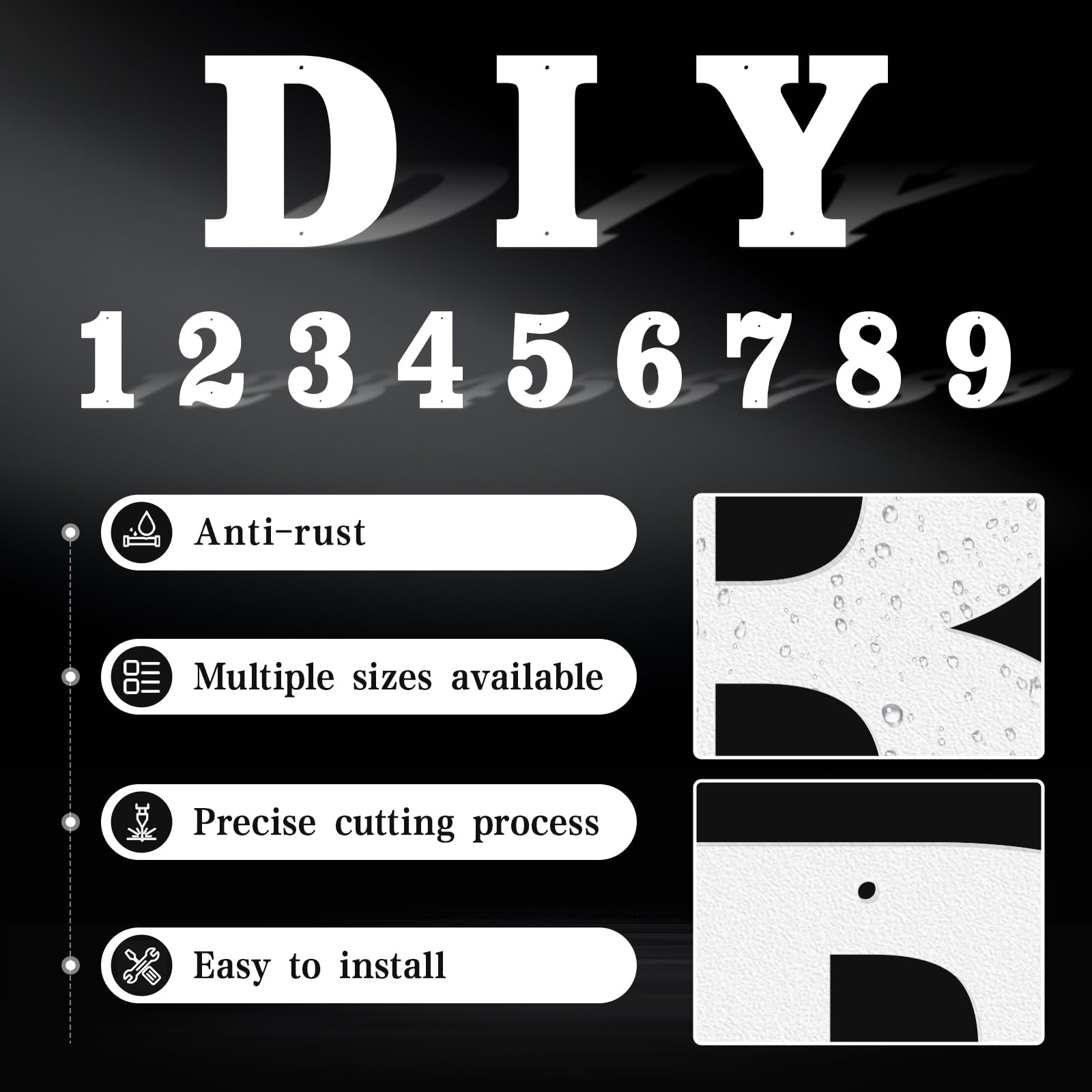 4 Inch Crisp White Rustproof House Numbers Letters,Heavy-Duty Metal Address Numbers for House,Weatherproof 0-9 Numbers & A-Z Outdoor Metal Letters Full Set for Door,Gate,Mailbox(D) - Image 5