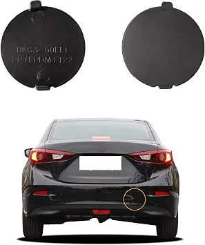 Car Rear Bumper Tow Hook Cover Compatible with Mazda 3 Axela 2014 2015 2016 2017 2018 Trailer Cover Cap BHN1-50-EK1-BB BHN150EK1BB Towing Eye Cap Unpainted