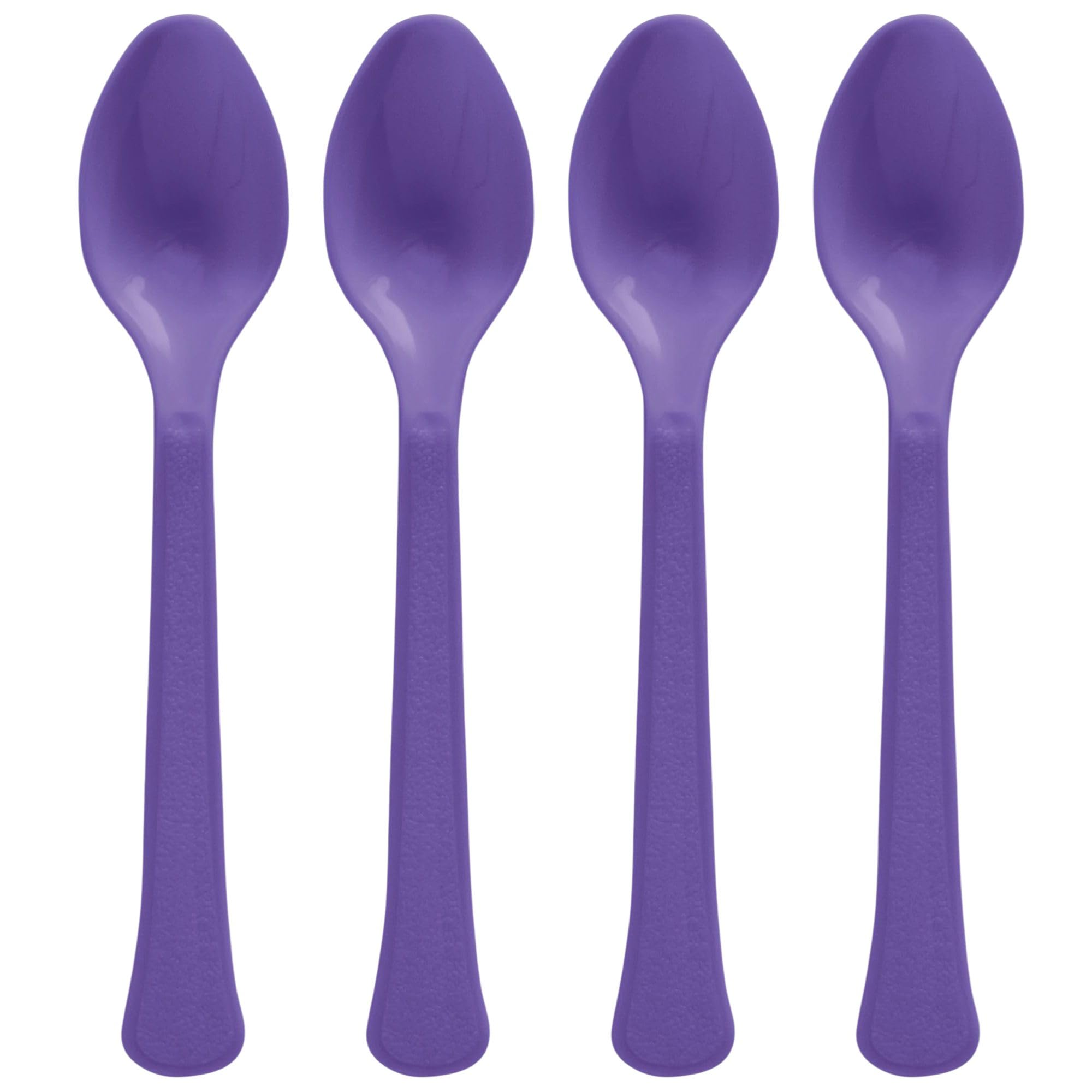 Purple Plastic Heavy Weight Spoons (20 Count) - Premium Disposable Plastic Cutlery, Perfect for Home Use and All Kinds of Occasions