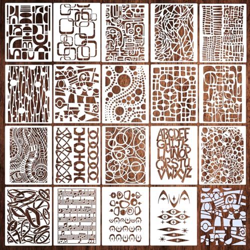 Stencils for Crafts Reusable Texture Stencils Abstract Geometric Mixed Media Background Stencil for Painting on Wood Canvas Furniture Cards Scrapbook