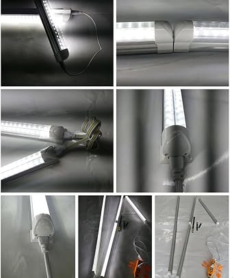6FT Integrated Led Light 56W (120W Equivalent), V-Shape Shop Light Fixture, Plug and Play, Clear Cover, Cold White 6000K, AC85-265V - Pack of 25 Units