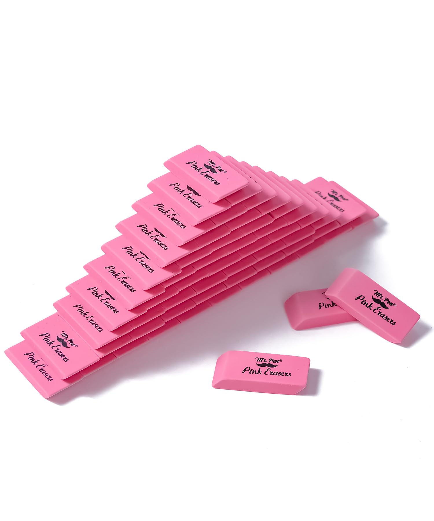 Mr. Pen- Pink Pencil Eraser Bulk, 60 Pack, Large Latex Free Block Erasers for School, Office, Art Sketching, Homework, Exams, Clean Smudge-Free Correction