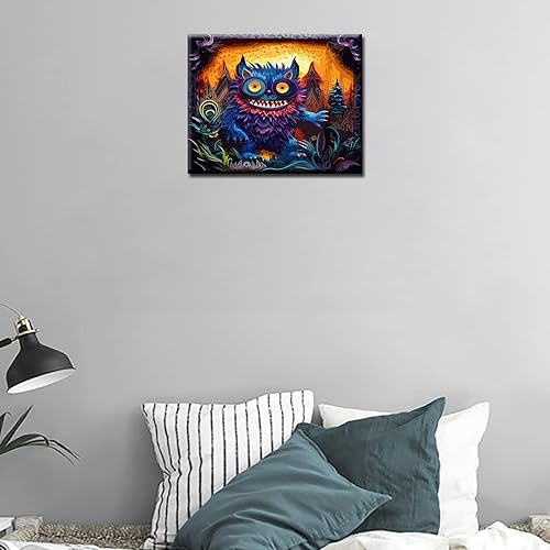 Miniatura 3 de Tucocoo Kits de pintura de acuarela por números con pinceles y pigmento acrílico sobre lienzo para adultos principiantes, búho nocturno, imágenes de