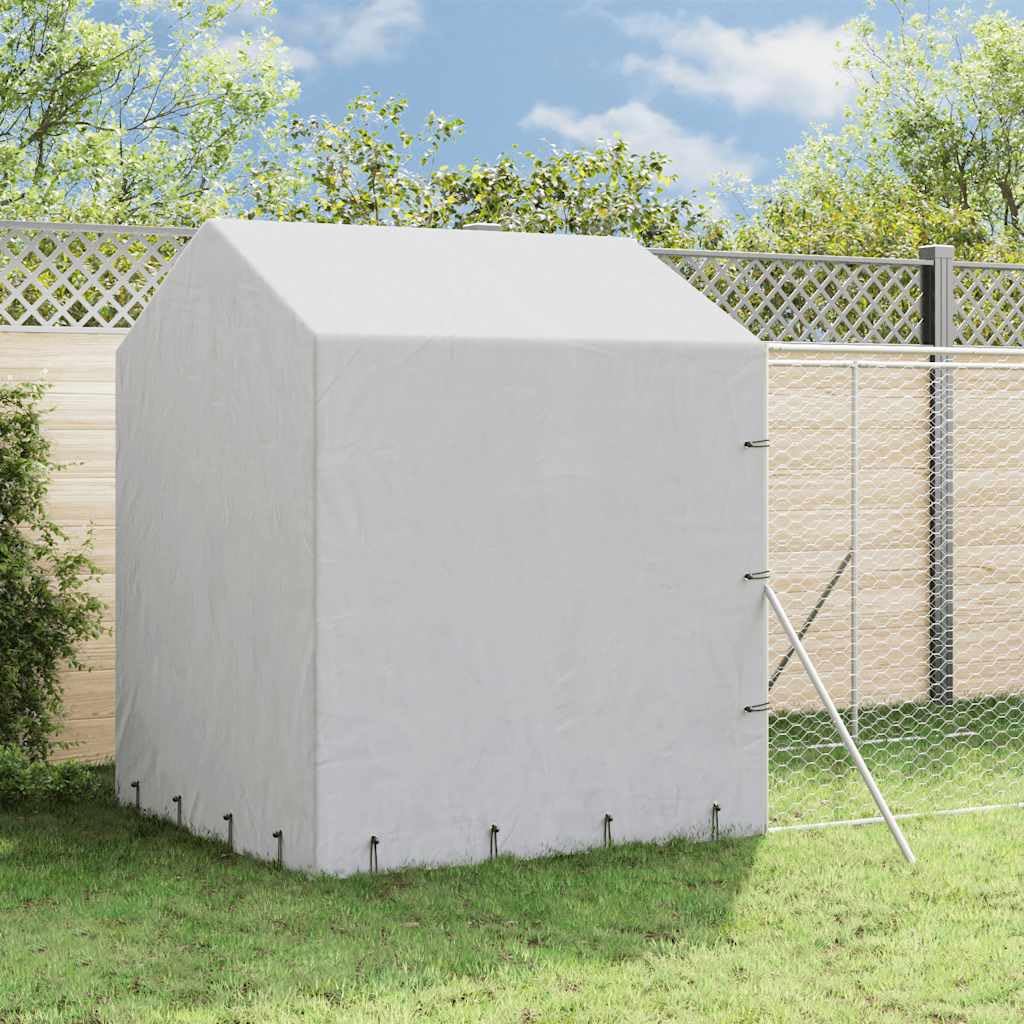Cuccia per cani per esterni con tetto, in acciaio zincato, 2 x 6 x 2,5 m, argento | Grande recinto da giardino con porta richiudibile e tetto protettivo in PE per piccoli animali e cani.