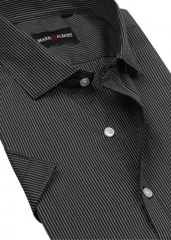 Image of MARK & ALBERT Men's Striped Half Sleeves Regular Fit Shirt | Stretchable Fabric