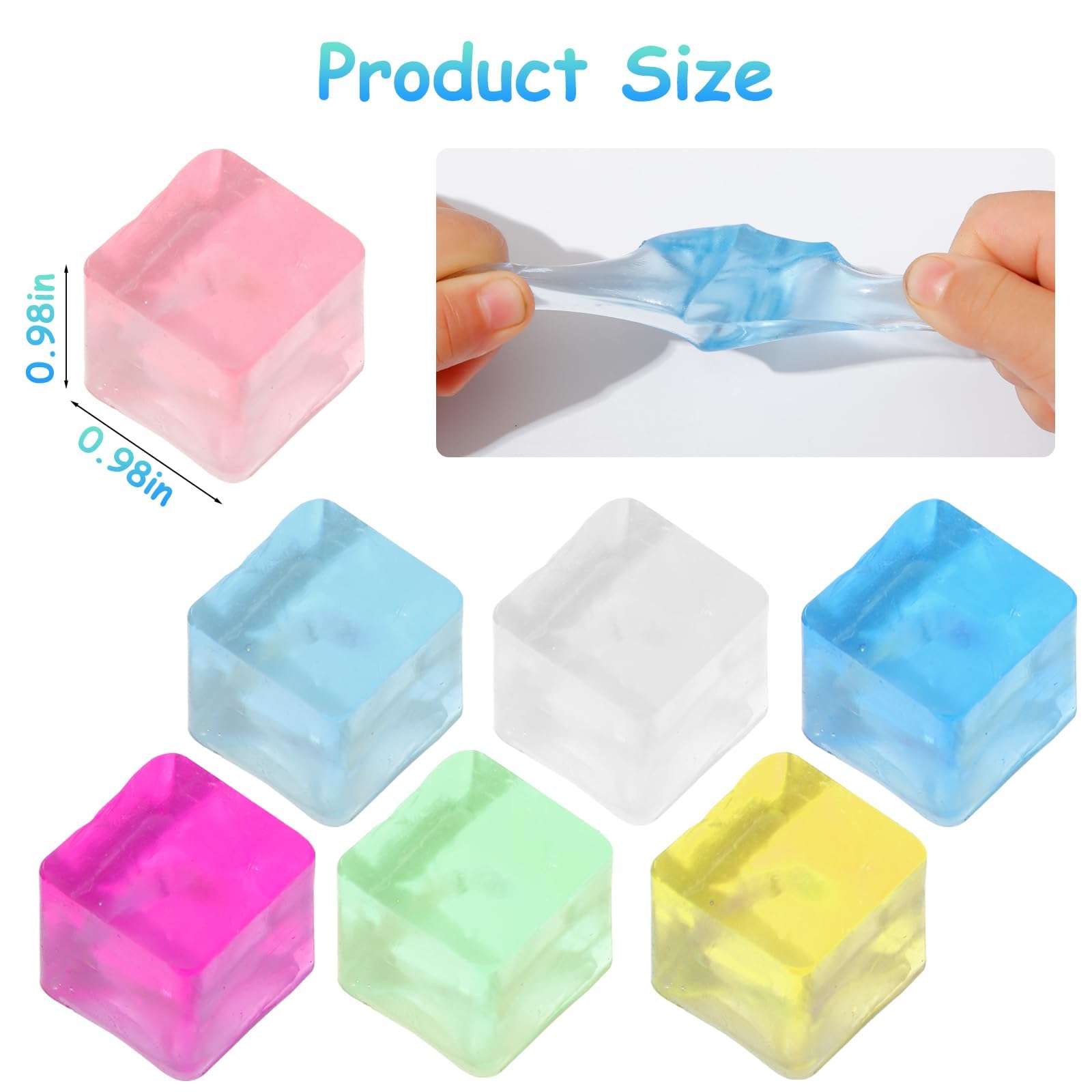 Ice Cube Sensory Toys 24 Pcs Squishy Fidget Stress Cube for Adults Kids Anxiety Stress Relief Hand Therapy Sensory Squishy Ball Classroom Prize Box Toys