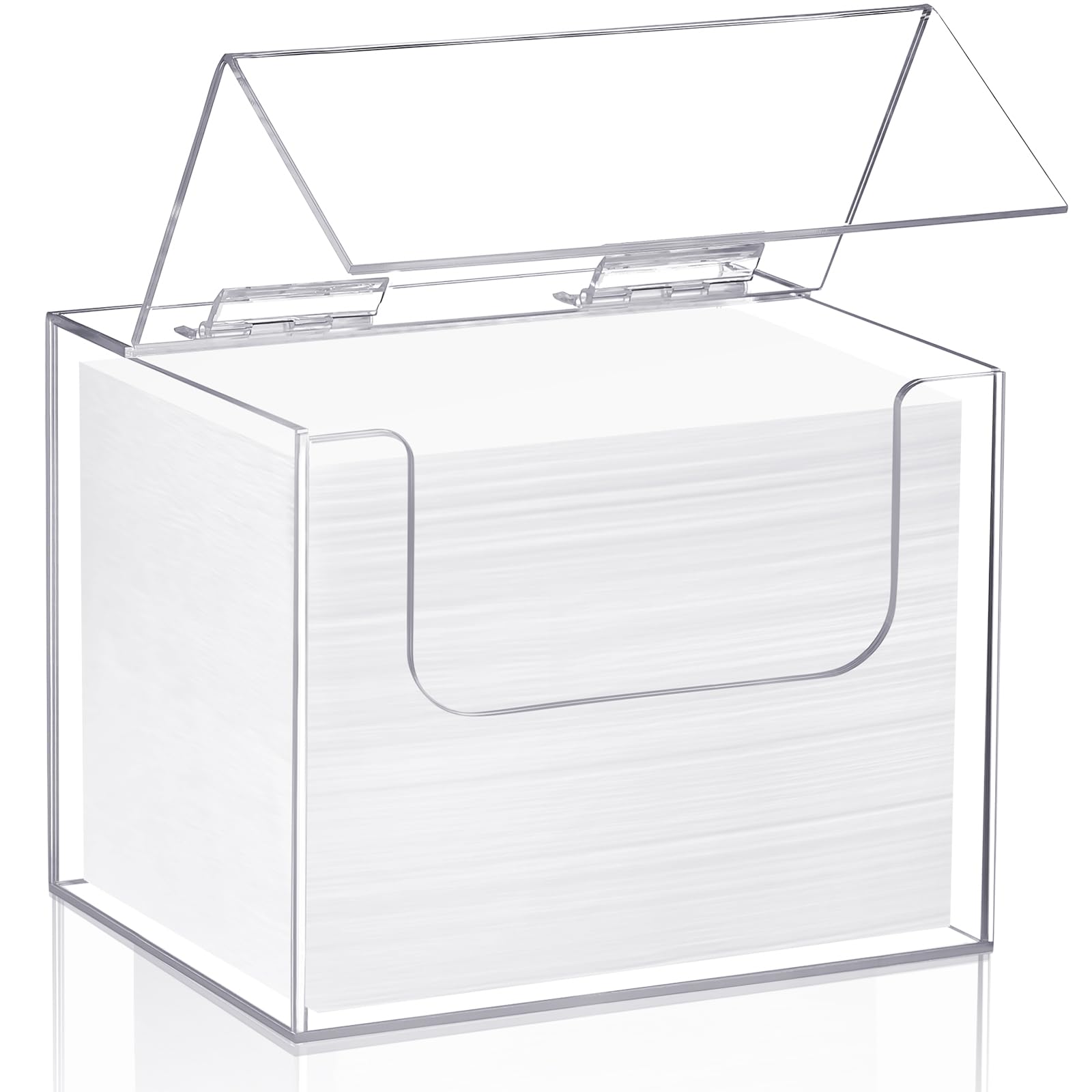 Briwooody Disposable Face Towel Storage Box Compatible with XL Acrylic Container Wall Mounted Clean Towel Holder for Facial Washcloth Supplies(Clear)