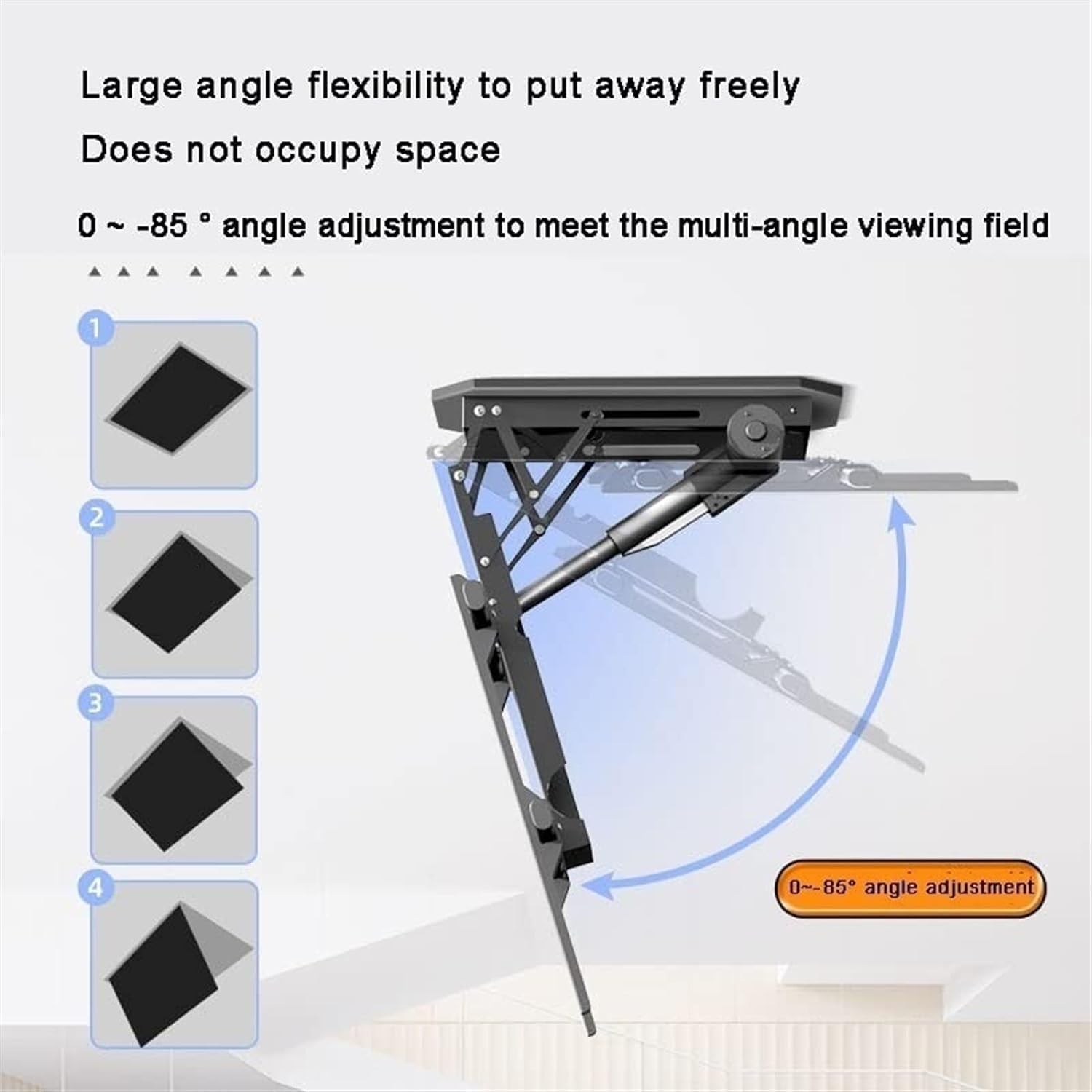 Supporto TV, supporto da parete for monitor, staffa elettrica regolabile a soffitto - for 50-90 pollici, sollevamento motorizzato con telecomando e impostazione di memoria