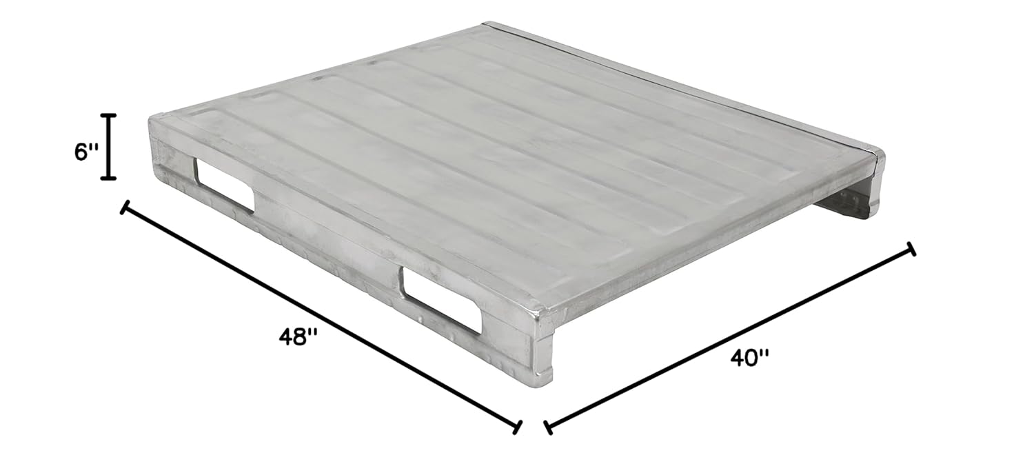 Vestil SDSP-4048 Galvanized Steel Solid Deck Pallet 39-1/2 In. x 47 In. x 6-1/2 In. 4,000 Lb. Floor Capacity Gray