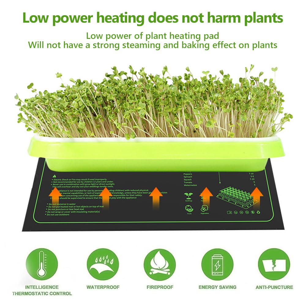 LUFEIS Esterilla Calefactora para Plantas, 20W Alfombrilla Térmica para Plántulas, Manta Termica Plantas de Invernadero, para Invernadero, Germinación, Jardín Hidropónico, Terrario, 25 * 52,5cm