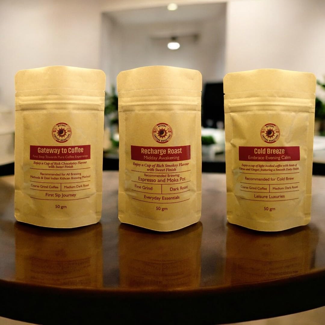 Ritual Coffee Roasters-All Moods-In-One|3 x 50gm|Freshly Roasted Ground Coffee|Sampler Pack|100% Arabica AA Grade