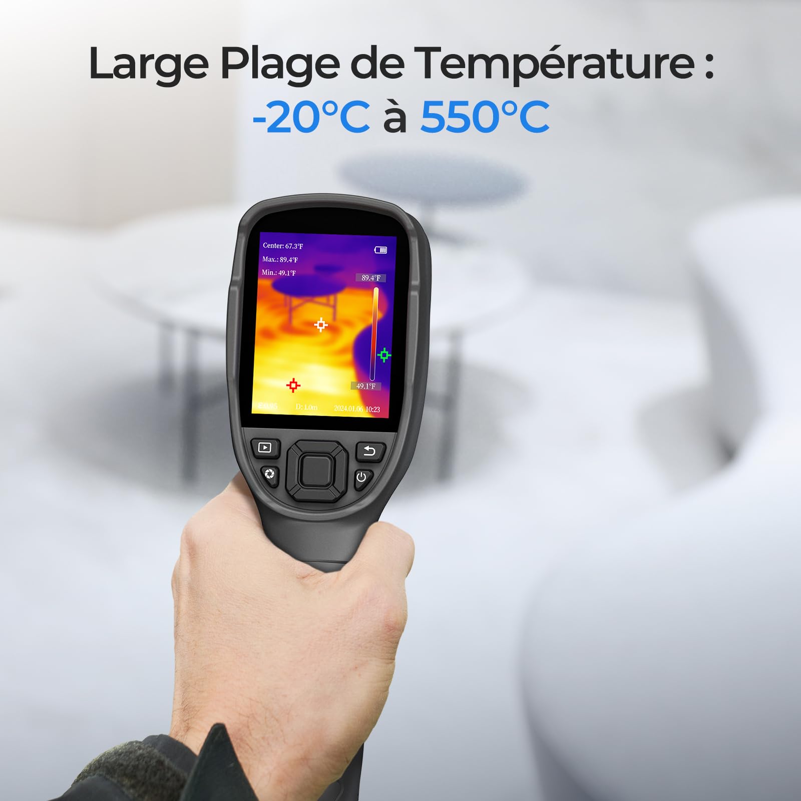 TOPDON Caméra thermique TC004 Lite, résolution thermique 240 x 180, Autonomie de la batterie de 15 heures, Zoom d'image 2X/4X, plage de température:-20 °C à +550 °C