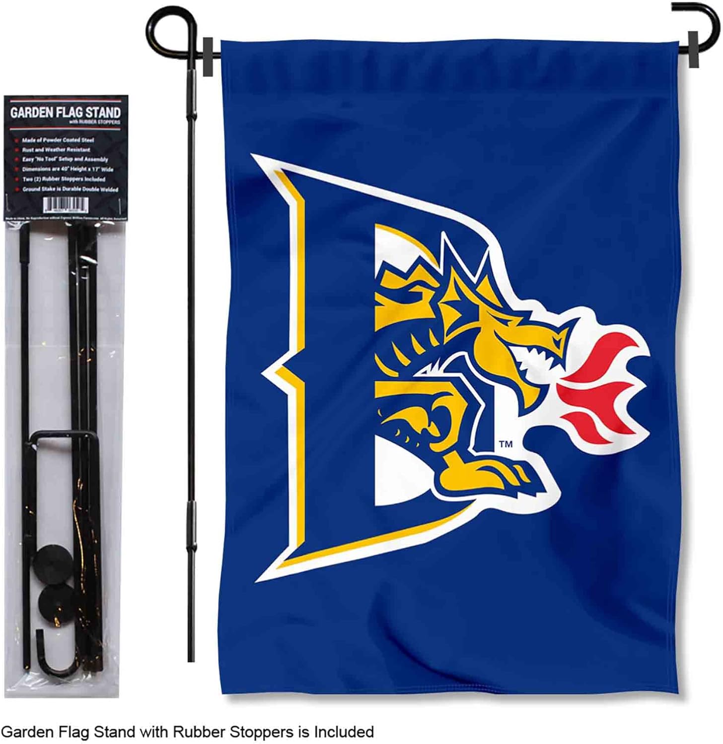 College Flags & Banners Co. Drexel Dragons Garden Flag with Pole Stand Holder - Image 2