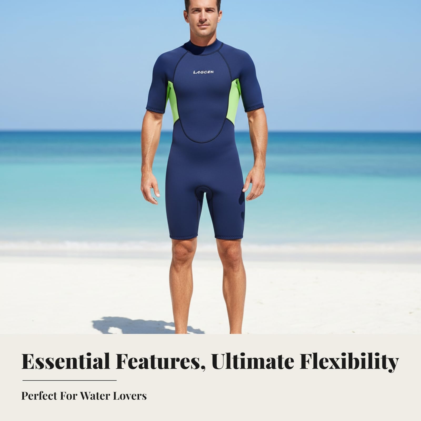 Muta Uomo Neoprene Monopezzo Muta Subacquea Triathlon Nuoto Acque Libere Allenamento 3mm Calda E Comoda Manica Corta Struttura a Basso Attrito