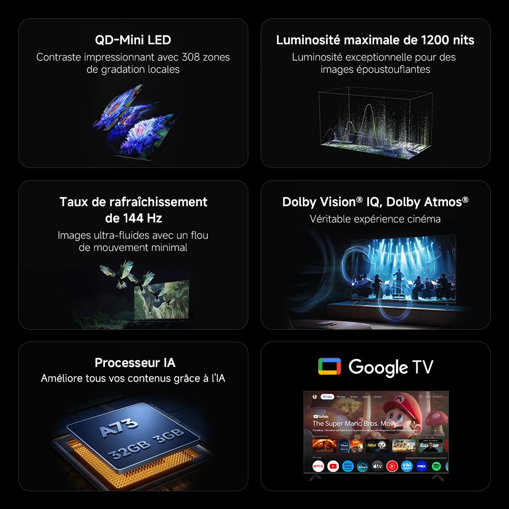 XIAOMI TV S Mini 55 2025 QLED 55 cali Mini LED Dolby Vision Atmos 144Hz 1200 nitów