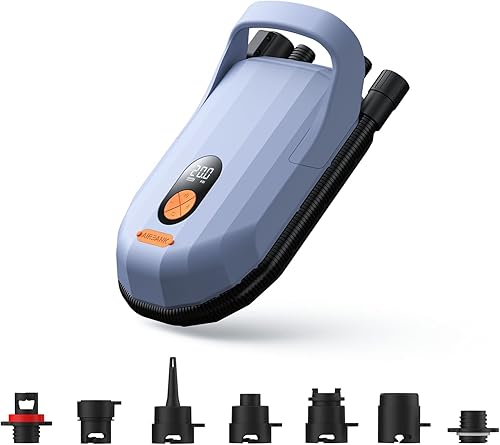 AIRBANK Rechargeable SUP Pump Whale Shark Pro, Fast Inflation & Deflation Paddle Board Pump 20PSI, Auto-Off Air Pump for Kayak, Inflatables, Boats, Kite Wings, Mattress (Light Purple)