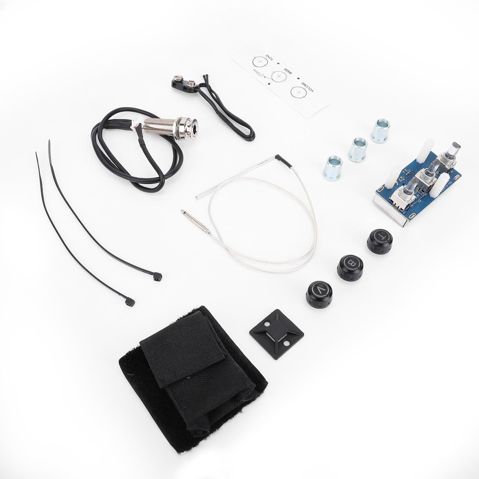 Keenso Pickup Piezoelettrico Attivo, Pickup per Chitarra in Plastica e Acciaio Al Carbonio con Equalizzatore a 3 Bande, Suono Ad Alta fedeltà Alimentato a 9 V per Chitarristi Folk Acustici da 36"