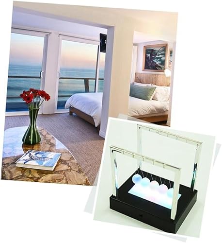 Miniatura 5 de Decoración de bola de parachoques Escultura de escritorio de movimiento perpetuo Decoración de escritorio Iluminar Newtons Cuna Resplandor Juguetes