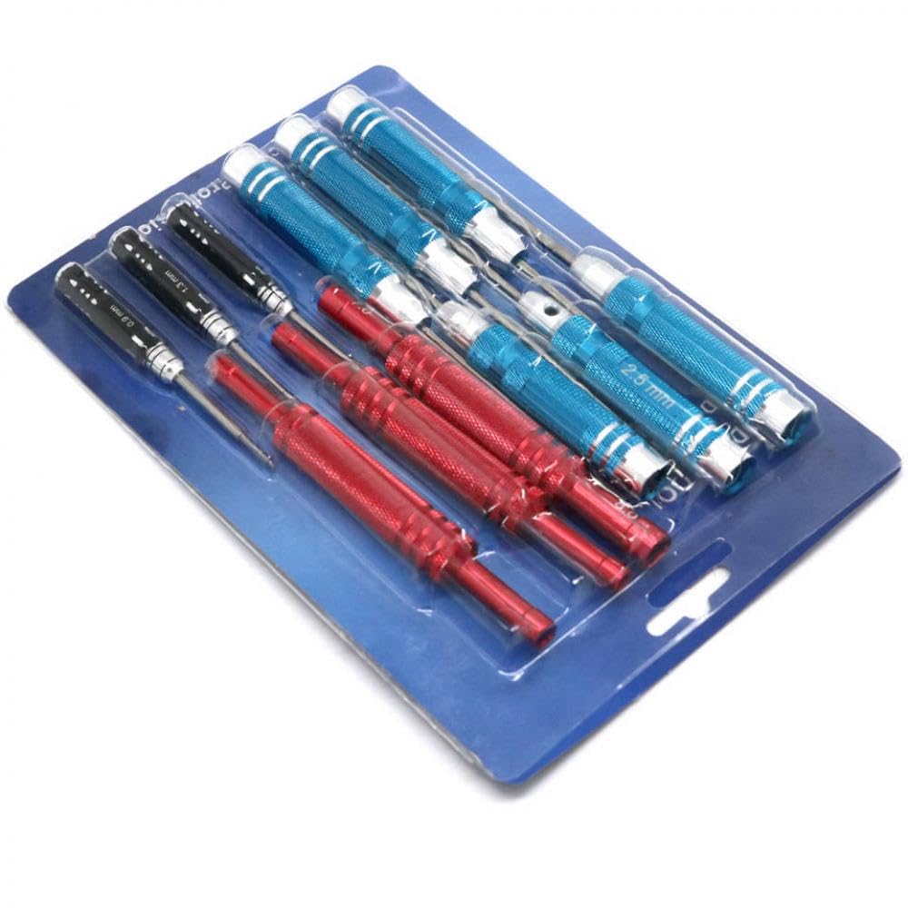 12 in 1 kit di strumenti di riparazione del modello RC per auto droni ed elicotteri con cacciaviti esagons Phillips piatti e esadecimale con vassoio